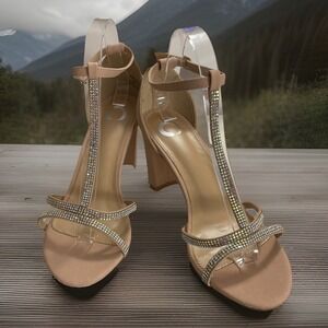 New W509 Journee Collection Nude Women's Denali Pump Sandals Shoes 8.5 Straps